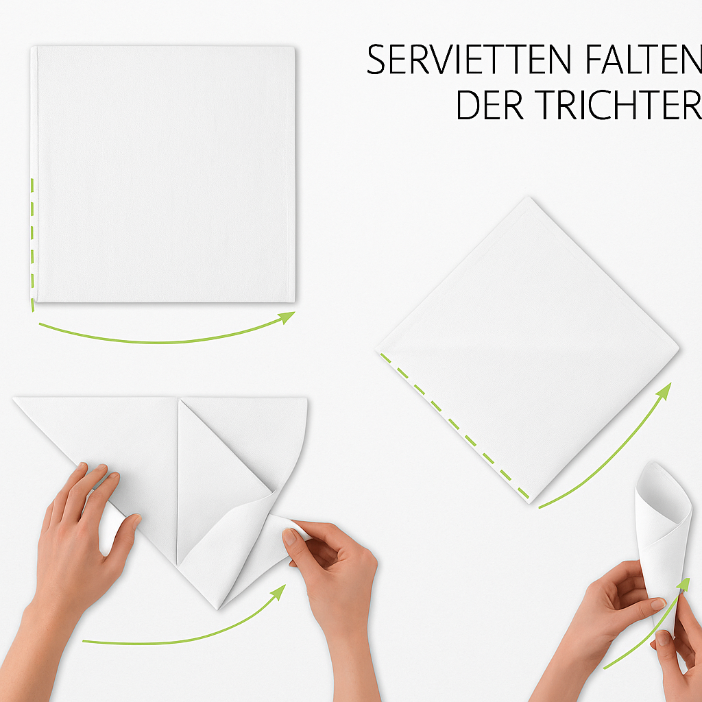 Servietten falten Trichter – Anleitung